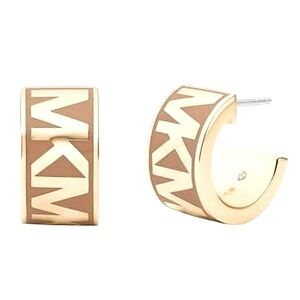 NWT Michael Kors MK Logo Gold Hoop Earrings